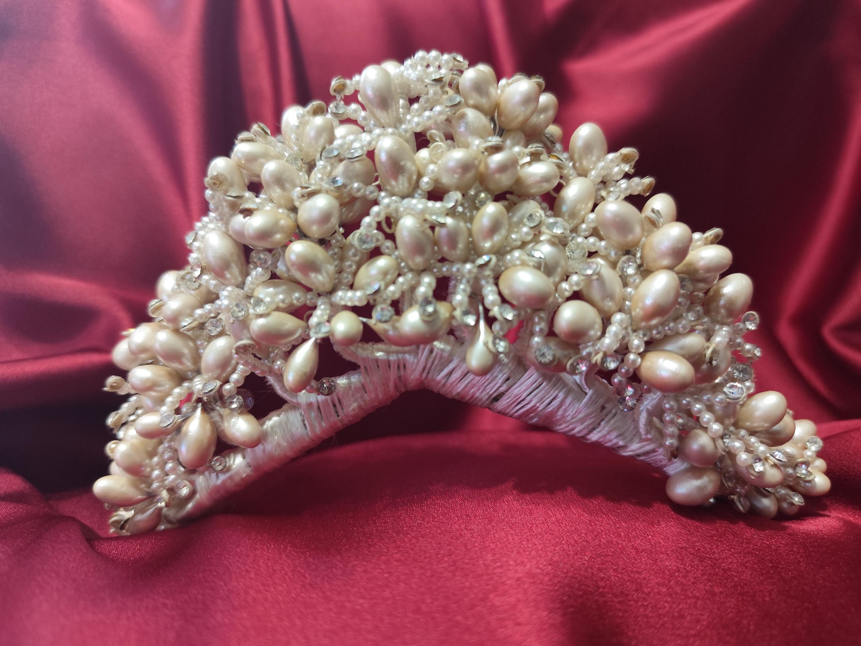C1960s BRIDAL Tiara With Pearls & Strass ~ HAND Made Tiara