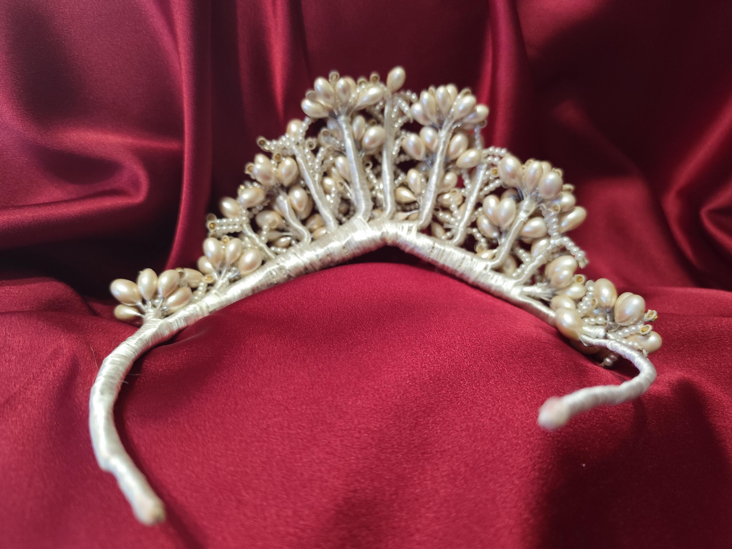 Pearl & Crystal Bridal Tiara, Pearl Wedding Tiara, Pearl