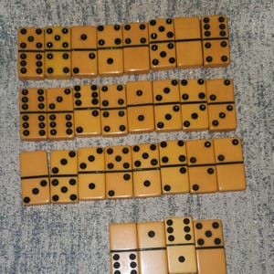 Vintage 28 Piece Butterscotch Bakelite Dominoes