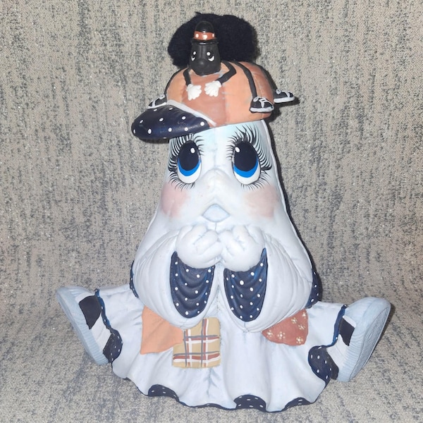 Vintage 1980s Halloween Ceramic Ghost Figurine Spider Hat