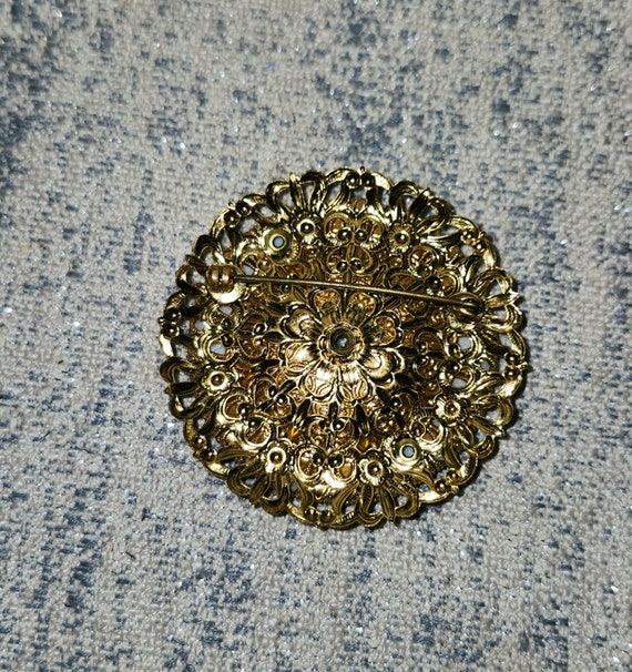 Vintage West Germany Sugar Red Rose Brass Brooch - image 6