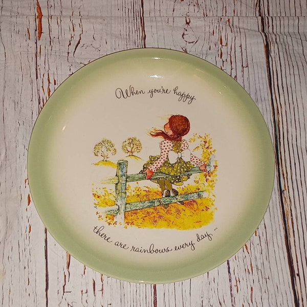 1972 Holly Hobbie "While You're Happy There Are Rainbows Every Day" Collectors Plate