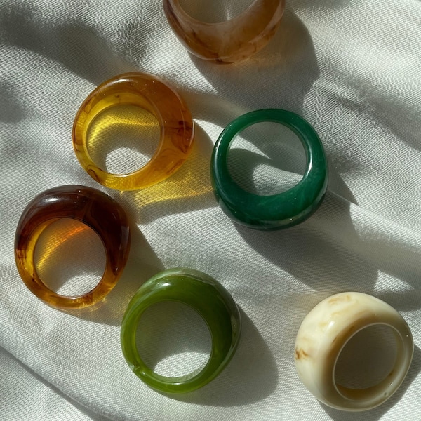 Resin Acrylic Rings - Fashion Resin Acrylic Rings - Funky Rings - Gift for Her - Daily Ring - Everyday Ring- Minimalist-Y2K - Trendy Ring