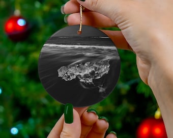 Iceland Black Sand Beach Ornament, Iceland Christmas Ornament, Iceland Souvenir, Iceland Photo Ornament, Black Sand Beach Photo Ornament