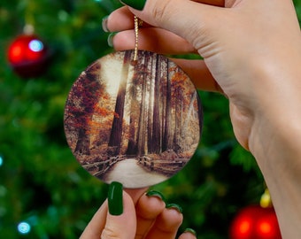 Redwoods Photo Ornament, Muir Woods, Autumn Redwoods, Tree Ornament, Nature Fine Art Ornament