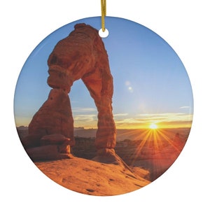 Delicate Arch Ornament, Utah Arches Photo Ornament, Moab Utah Ceramic Ornament, Utah National Park Christmas Ornament