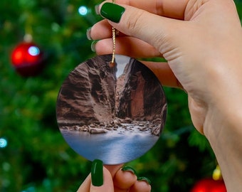 The Narrows Ornament, Utah Zion Narrows Photo Ornament, Zion National Park Utah Ceramic Ornament, Utah National Park Christmas Ornament