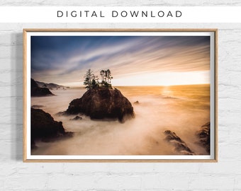 Oregon Coast Beach Printable, Landscape Photography Ocean, Water Wall Art, Water Nature Poster, Pacific Northwest Print DIGITAL DOWNLOAD