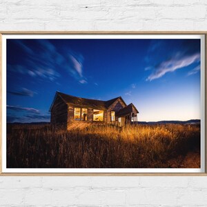 Western Barn at Night, Barn Photography, Barn Photo Print, Barn Wall Art, Rustic Barn Print, Barn Canvas Print, Barn Metal Print