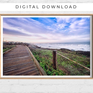 California Beach Boardwalk Print, Ocean Board Walk Wandkunst, Strand Wandkunst, Ozean Fotografie druckbar, DIGITAL DOWNLOAD