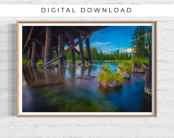 Island Park Photo Printable, Water Bridge Photography Print, Water Photography Print, Bridge Photography, Bridge Print,  DIGITAL DOWNLOAD