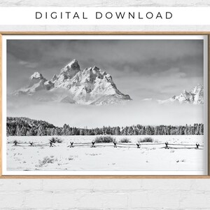 Tetons im Winter, Teton Mountains Print, Schnee auf Tetons Print, Grand Teton National Park im Winter, Tetons Printable, DIGITAL DOWNLOAD