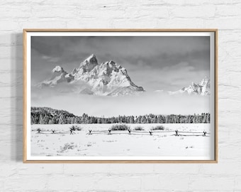 Tetons in Winter, Teton Mountains Print, Snow on Tetons Print, Grand Teton National Park in Winter, Winter Photography