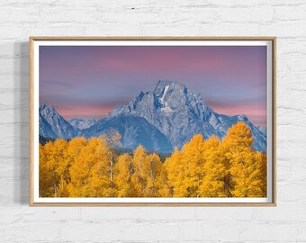 Grand Tetons in Fall, Teton Photography Print, Teton Mountains Wall Art, Tetons Nature Photography, Tetons Autumn Prints