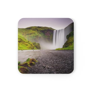 Skogafoss Iceland Waterfall Coaster, Waterfall Photography Coaster, Iceland Coaster, Iceland Souvenir, Waterfall Coaster, Iceland Gift