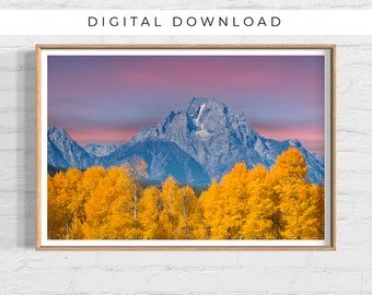 Grand Tetons in Fall, Teton Photography Print, Teton Mountains Wall Art, Tetons Nature Photography, Tetons Autumn Printable DIGITAL DOWNLOAD