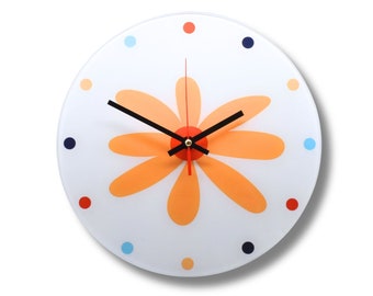 Flower Large Wall Clock 30cm Unique Wall Clock Modern Clock Gift Wall Decoration Home Art Contemporary Clock Glass