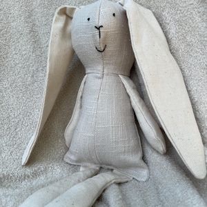 Handmade bunny rabbit, Stuffed bunny doll, Linen stuffed bunny rabbit doll