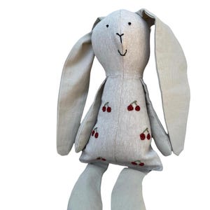 Handmade bunny rabbit, Stuffed bunny doll, Linen stuffed bunny rabbit doll