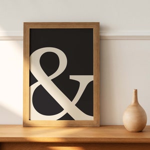 Ampersand Wall Art Poster Downloadable Print, Modern Minimalist Wall Decor, Typography, Black and White Wedding Decor Wall Art Print