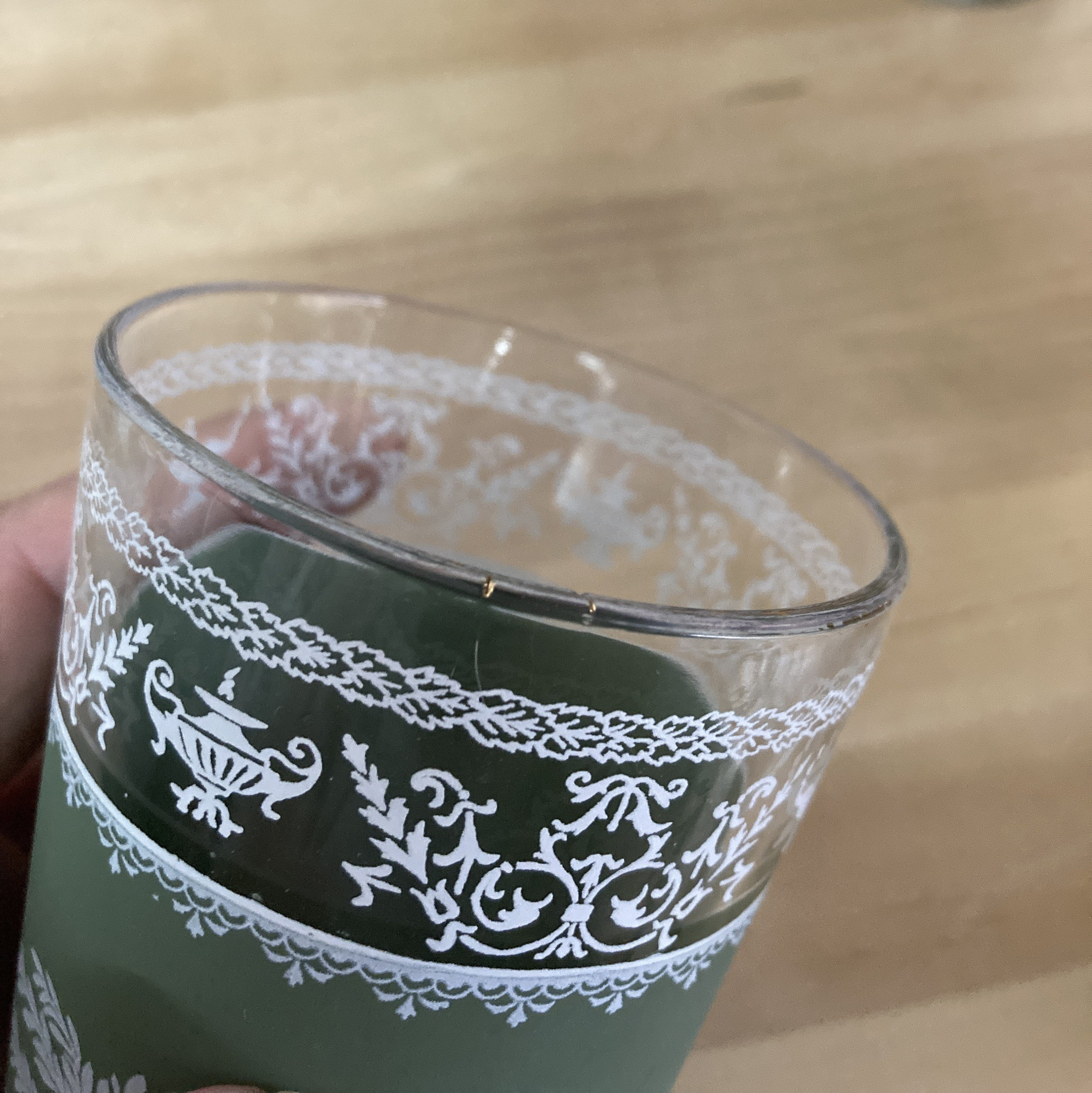 Jeanette Glass Wedgewood Hellenic Grecian Jasperware Green Glasses