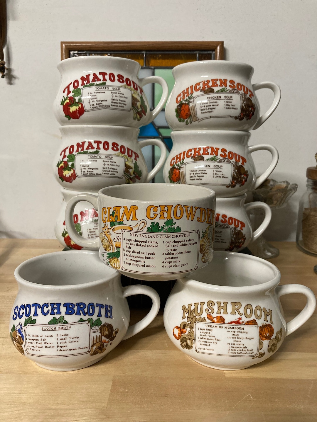 Vintage Soup Recipe Bowls Etsy