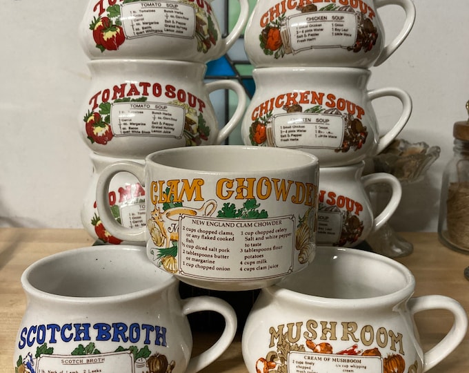 Vintage Soup Recipe Bowls Etsy