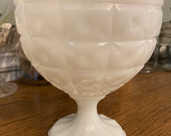 Vintage Napco Milk Glass Pedestal Compote Dish