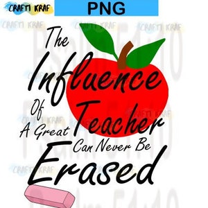 2 PNG 's  - The influence of a great teacher can never be erased - Digital download files