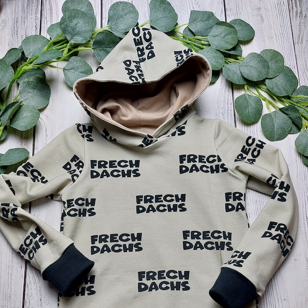 Sofortkauf 104 Hoodie/Sweater/Pullover für Kinder, Frechdachs, Spruch, Genähte Handmade Kleidung mit Personalisierung, Weihnachtsgeschenk