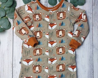 Schlafanzug/Pyjama Größe 56-98 für Babys/Kinder Genähter Strampler, Kleidung mit Personalisierung,Geschenk zur Geburt, Schlafi,Jungs/Mädchen