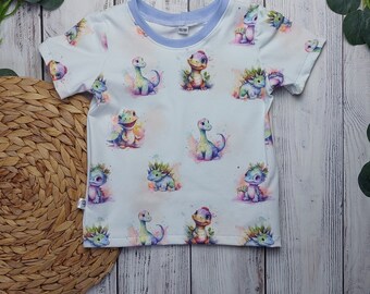 T-Shirt 56-116 für Babys/Kinder Genähtes Shirt, Handmade Kleidung mit Personalisierung,  Geschenk für Jungen/Mädchen, Sommer, Dinos