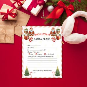 Ein Brief an Santa Printable Briefe von Santa's Wunschliste Weihnachtsbrief: Sofortiger digitaler Download und einfaches Drucken