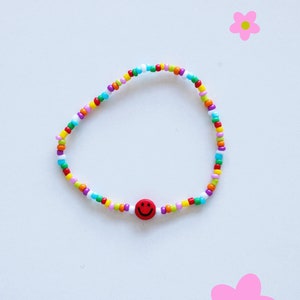 Bracelet de perles colorées avec smiley différentes variantes roter Smiley