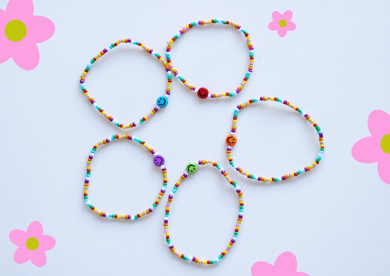 Bracelet de perles colorées avec smiley différentes variantes image 3