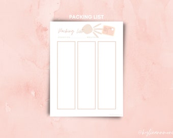 Printable Packing List Travel Trip Vacation - Digital Download, Trip Planner, Vacation Planner, Checklist