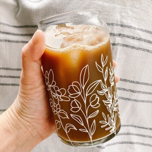 Florals Iced Coffee Glass