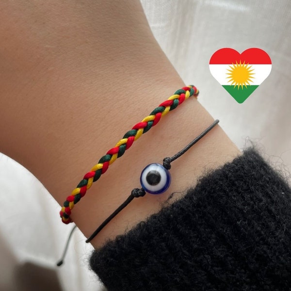 Kurdisches Armband / Nazar Boncuk / Freundschaftsarmband / Satinband / Newroz