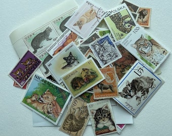 Topical Stamps -  Domestic Cats & Wild Cats (25)