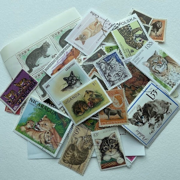 Topical Stamps -  Domestic Cats & Wild Cats (25)