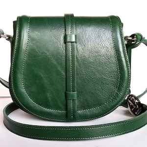 Leather Cross Body Bag Handmade in Italy. Saddle Bag Purse for Women