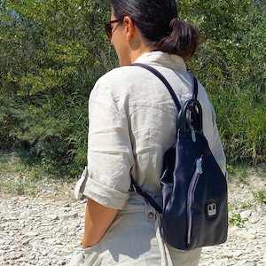 Small Leather Backpack Purse - Handmade in Italy - Small Shoulder Bag - Convertible Backpack Purse For Women