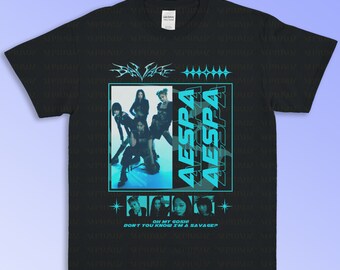 SAVAGE  Shirt Kpop Girlband Music Vintage Retro Aesthetic Graphic Style Men Women T-Shirt