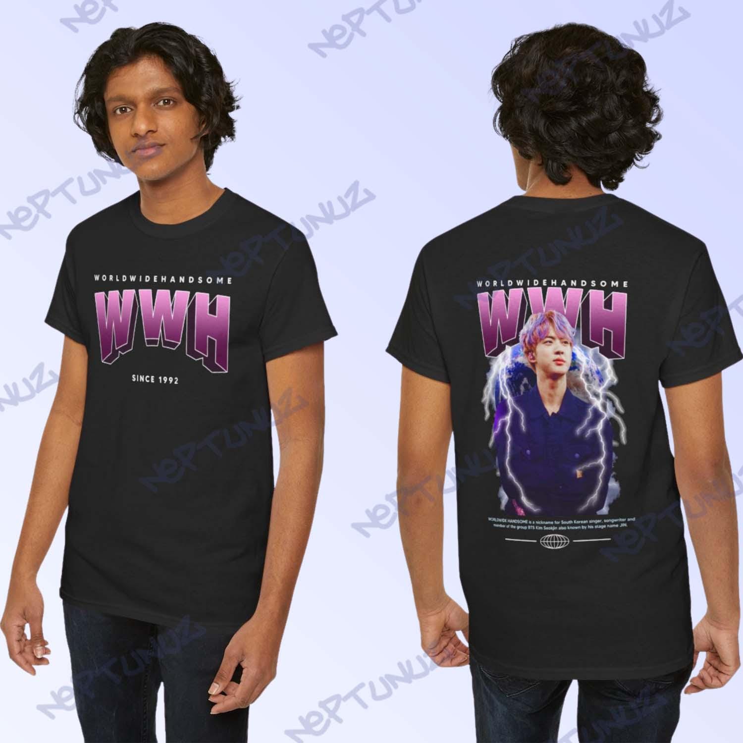 JIN Tシャツ　BLACK_JIN S/S T-SHIRT ジンくん RUNSEOKJIN in JAPAN Tシャツ JINサイズ 黒トレカBTS - メルカリ