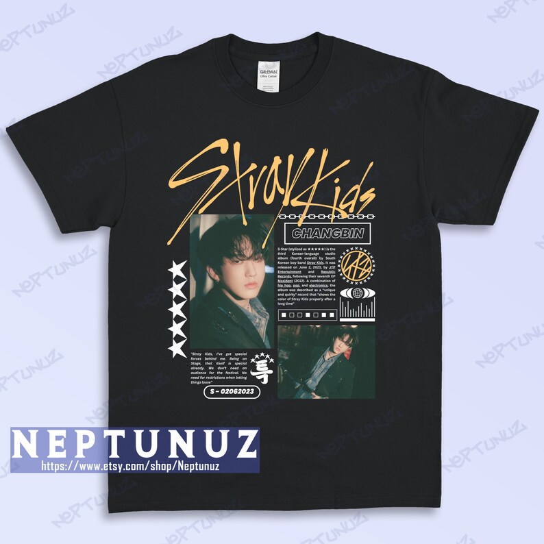 CHANGBIN Shirt, Kpop Tshirt, Boyband Music Vintage Retro Aesthetic