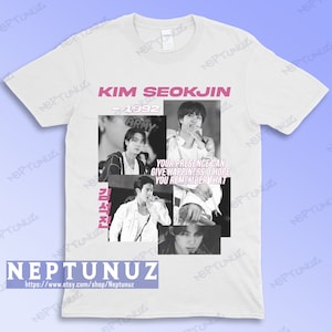 Kpop T-Shirt Kim Seokjin Pink: Retro Boyband Music Vintage Graphic Tee - Fan Fashion