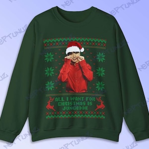 Jungkook Shirt All I Want For Christmas is Jungkook Sweatshirts Kpop Celebrity Ugly Sweater Men Women