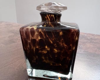 Vintage Tortoise Shell Glass Perfume Bottle