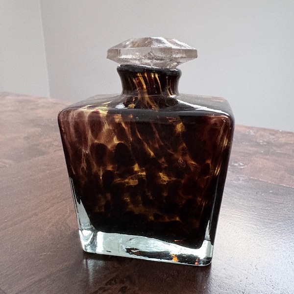 Vintage Tortoise Shell Glass Perfume Bottle