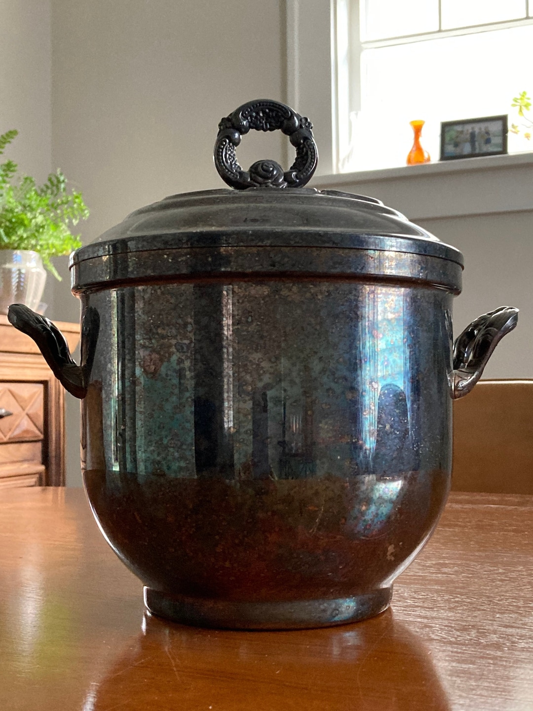 Vintage Silver Plated Ice Bucket With Glass Liner Etsy